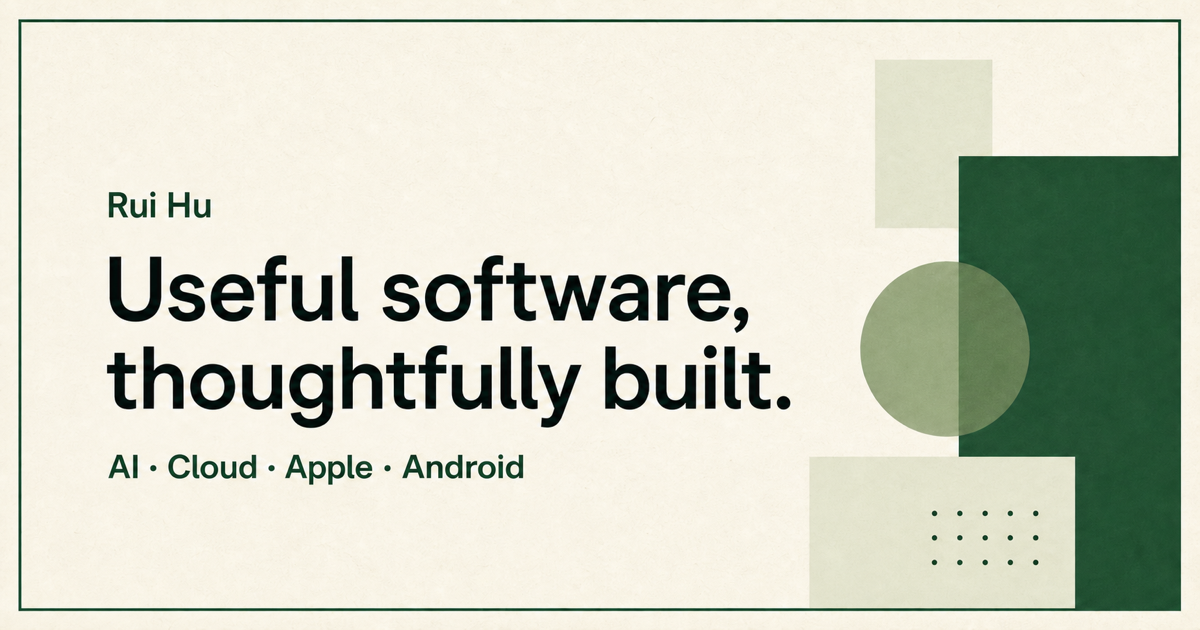 Rui Software Rui Hu — Software Engineer | GenAI · Full-Stack · Cloud · Apple